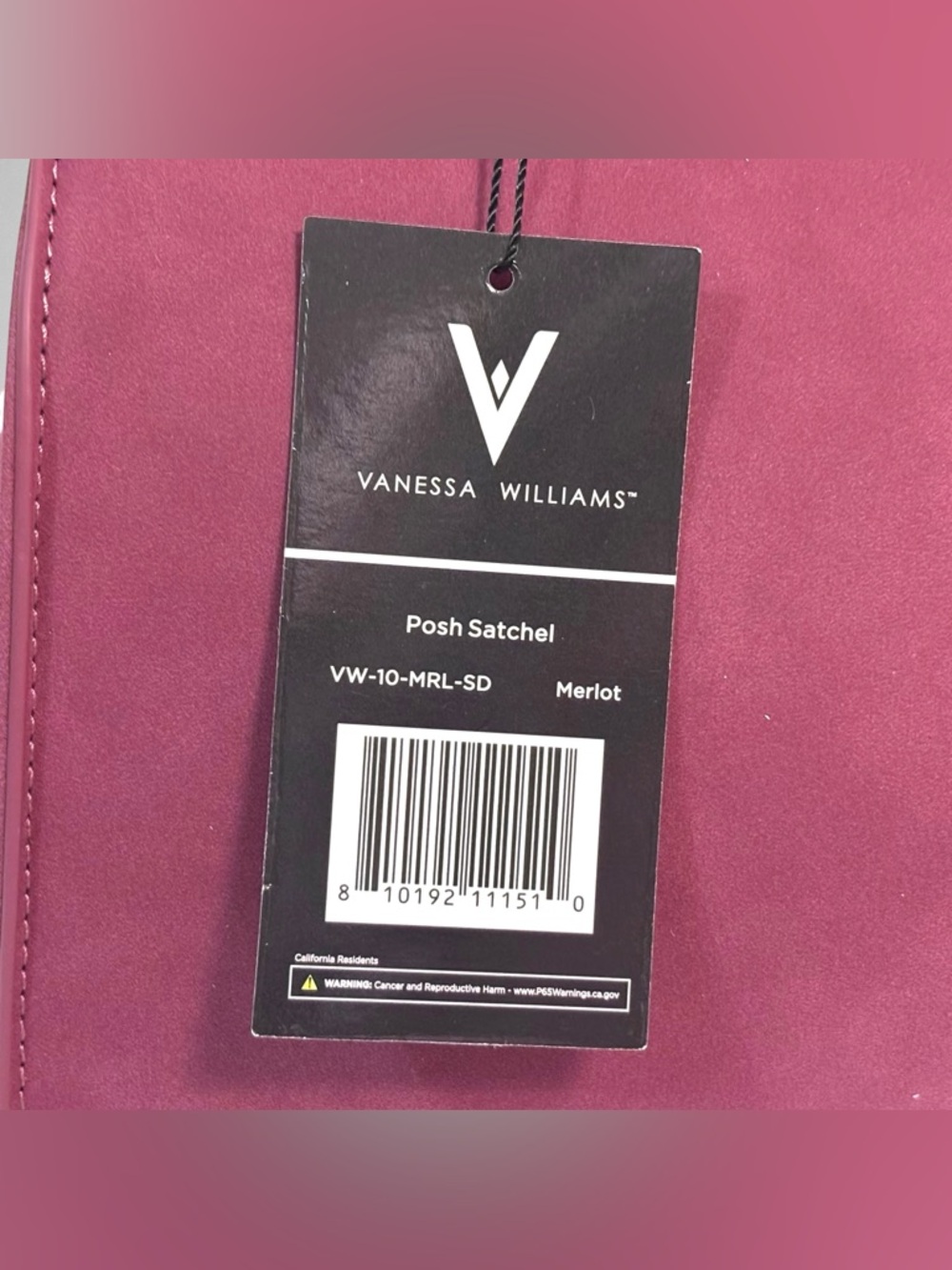 VANESSA WILLIAMS Merlot Suede Satchel Women Handbag/Shoulder Bag NWT - Picture 4 of 8